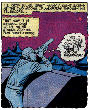 Sul-El, gazing through his telescope at Krypton's two moons